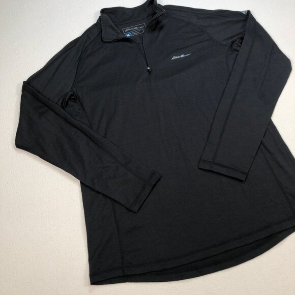 Eddie Bauer 1/4 Zip Men's M Black First Ascent Merino Wool Base Layer‎ Pullover - Picture 7 of 16